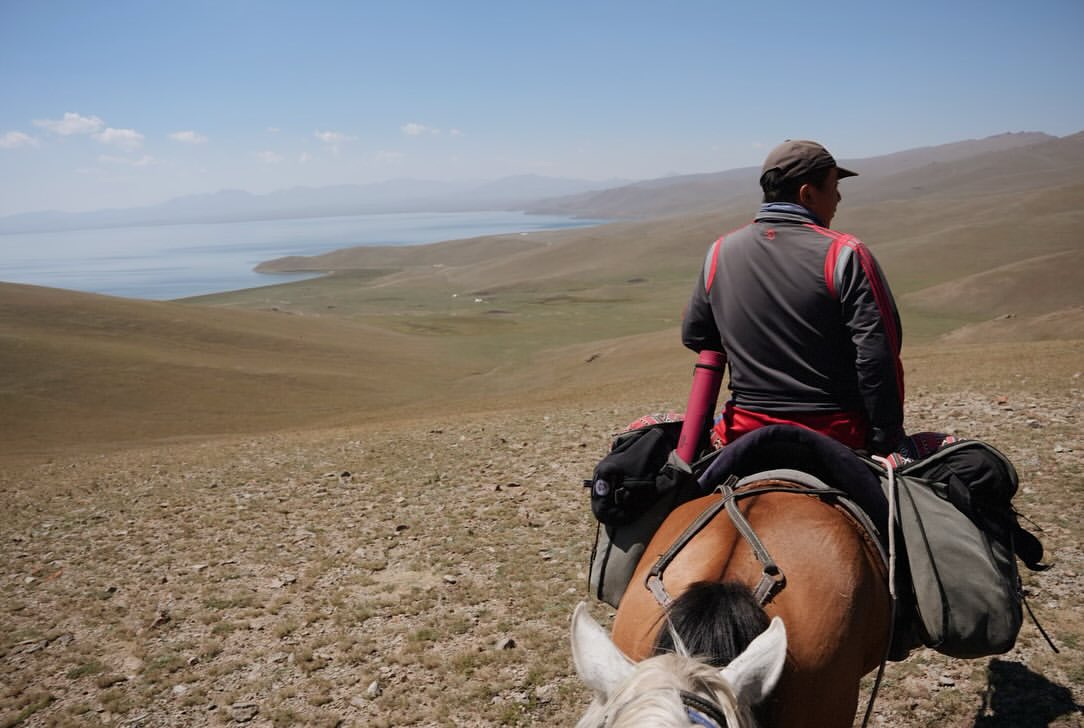 First view of Song-Kol lake from horseback