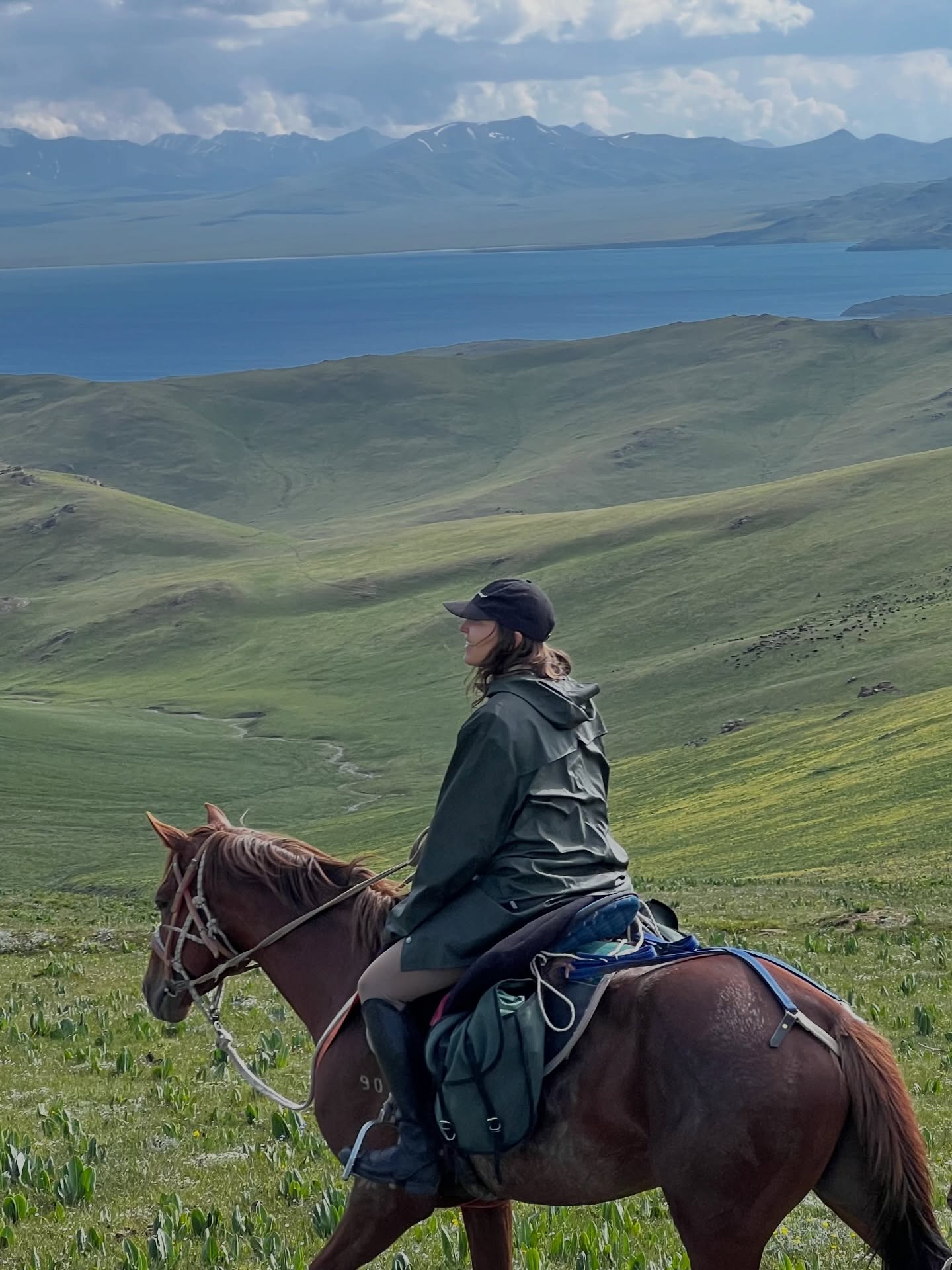 A rider looking out over Song-Kol lake